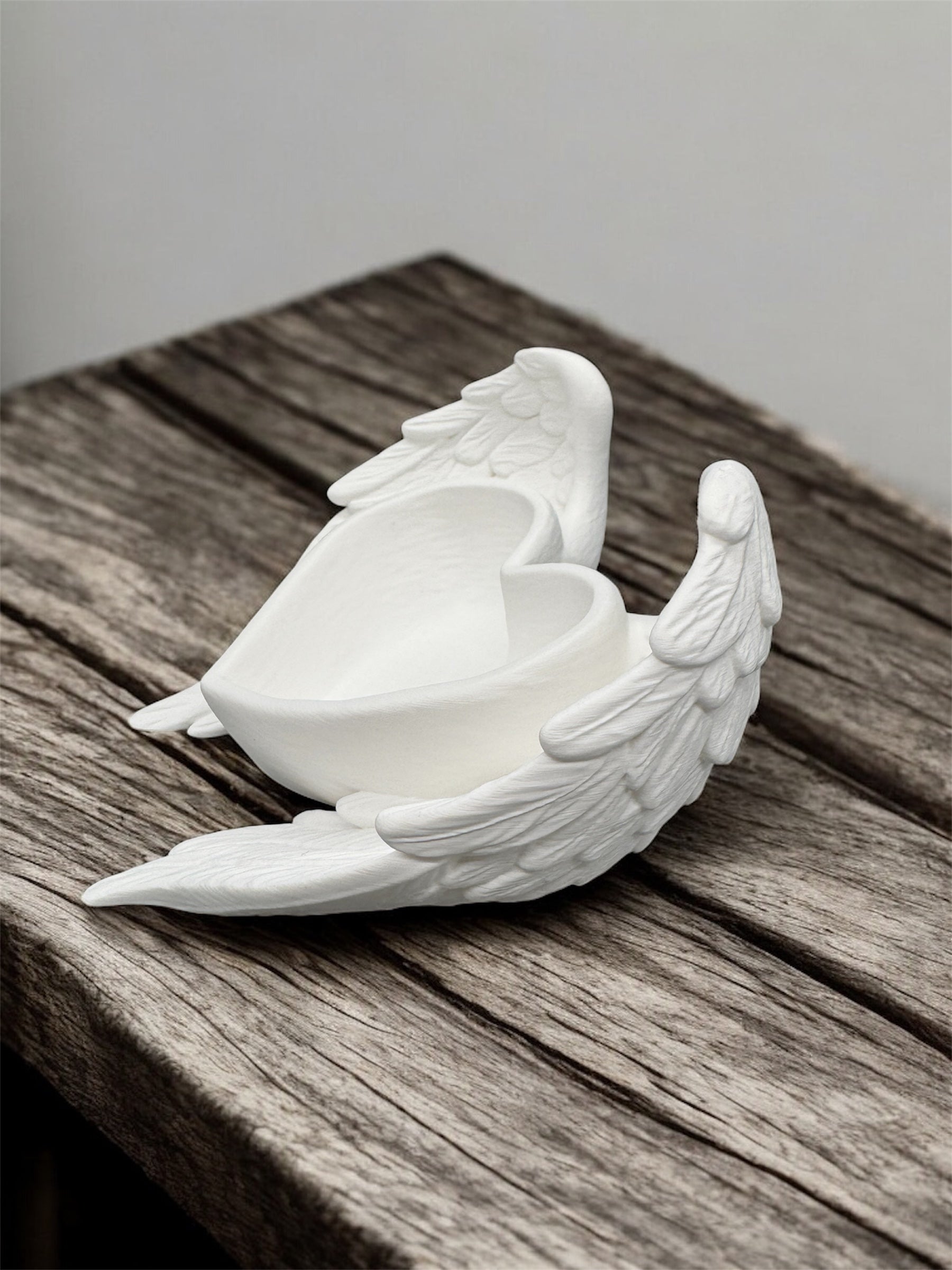 Herzschale mit Engelsflügeln 3D-Druck Ablage Weiß von fks-design - romantische Herzform Dekoration
