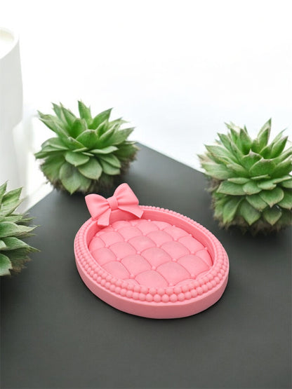 Romantische 3D-Druck Ablage Rosa mit Schleife von fks-design - gesteppte Schmuck & Schlüssel Schale
