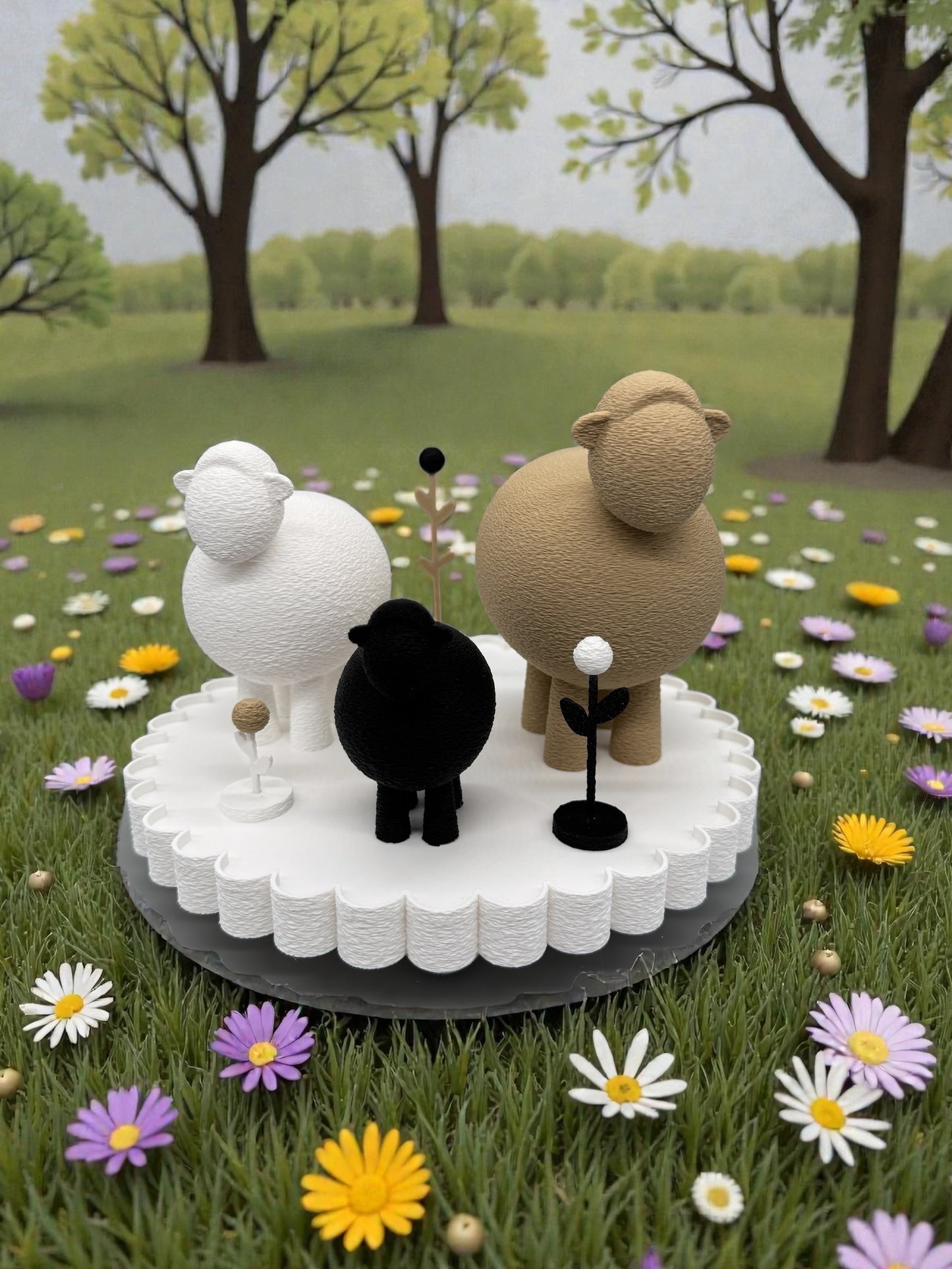 3D Druck Schaf Familie Dekorations Set - Niedliche Tier-Figuren - fks-design