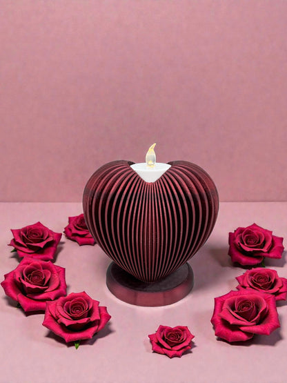 LED Teelichthalter Modernes Herz aus 3D-Druck von fks-design - Schwarz-Rot Silk Design
