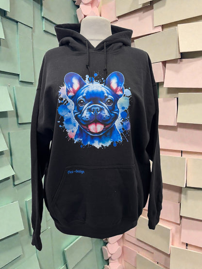 Unisex Hoodie Bulldogge Gr. XL schwarz mit DTF-Druck Vorderansicht von fks-design
