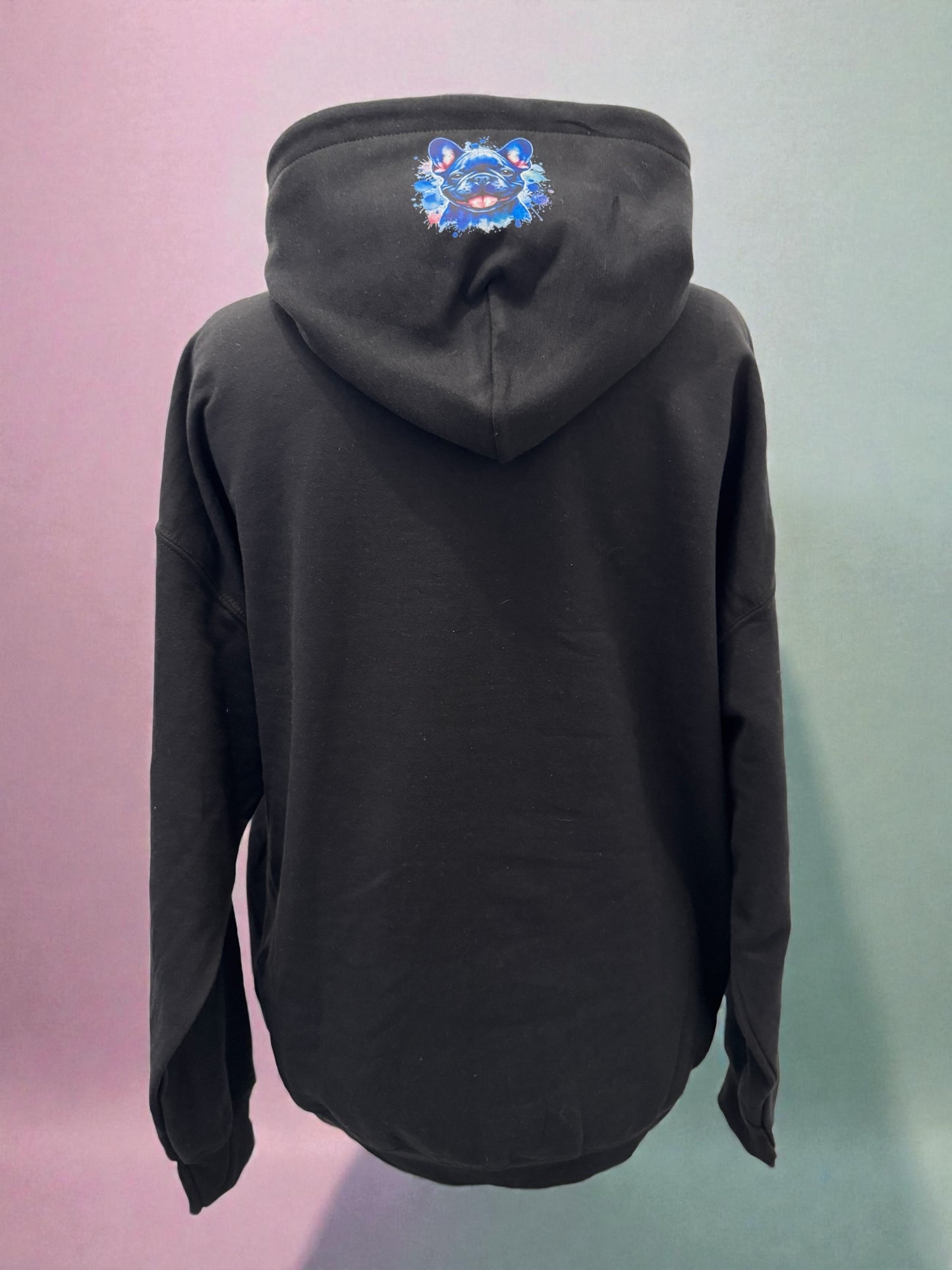 Unisex Hoodie Bulldogge Gr. XL schwarz mit DTF-Druck Detailansicht von fks-design
