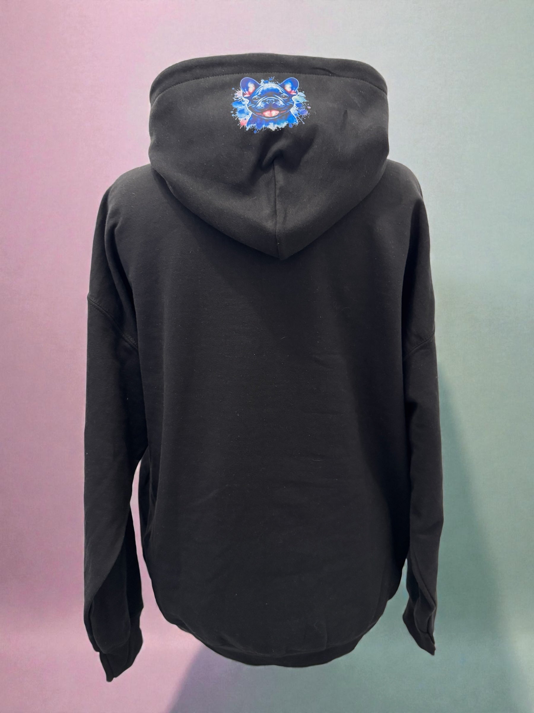 Unisex Hoodie Bulldogge Gr. XL schwarz mit DTF-Druck Detailansicht von fks-design
