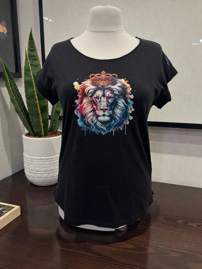 Damen Long Slub Shirt Lion King Vorderseite von fks-design

