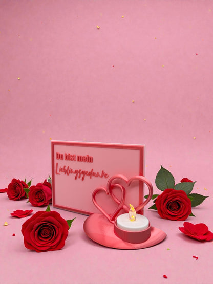 3D-gedruckte Postkarte Lieblingsgedanke mit verschlungenen Herzen von fks-design - Detailansicht

