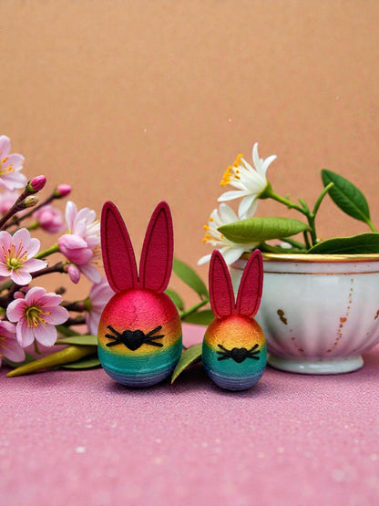 3D Druck Ostereier 2er Set mit Hasenohren und Herznase in Silk PLA Farbverlauf – Osterdeko von fks-design
