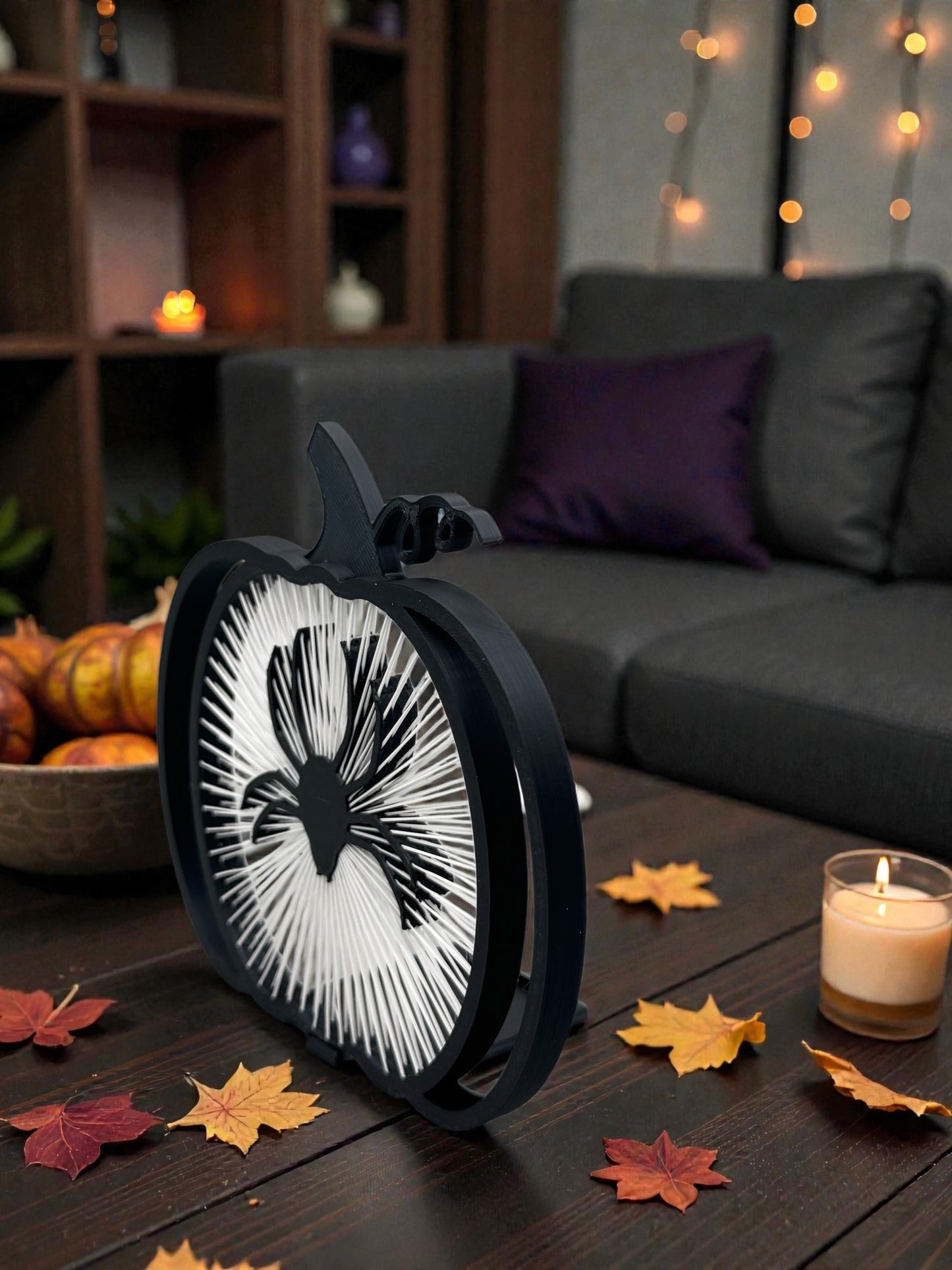 3D Druck LED Teelichthalter " Spinnen Kürbis "!