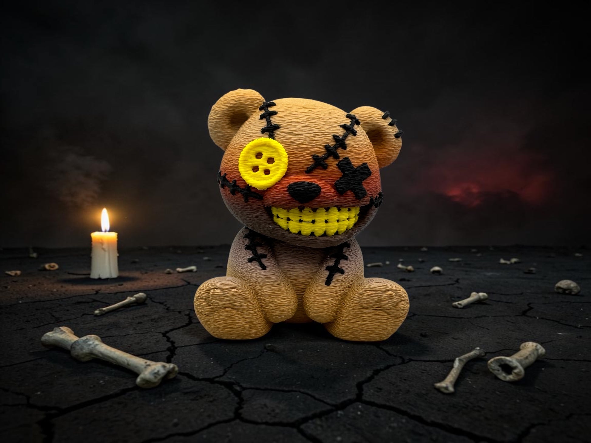 Stitch Buddie Horror-Bär 3D-Druck Sammelfigur im Creepy-Cute-Stil, ca. 7,5 cm – von fks-design
