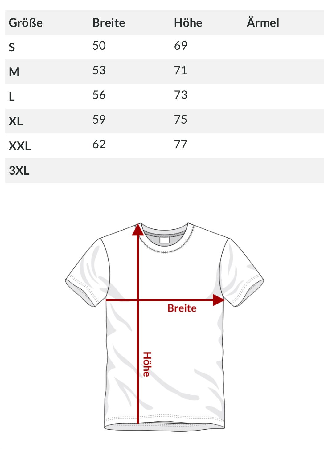 Größentabelle Unisex T-Shirt von fks-design

