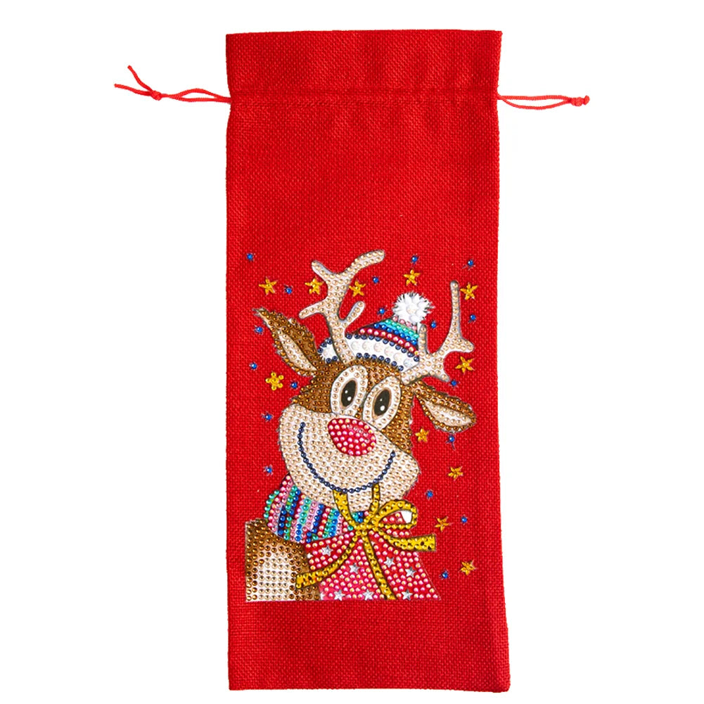 Diamond Painting Flaschen Geschenktasche Kit rot " Rentier "!