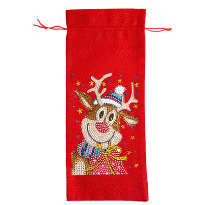 Diamond Painting Flaschen Geschenktasche Kit rot " Rentier "!