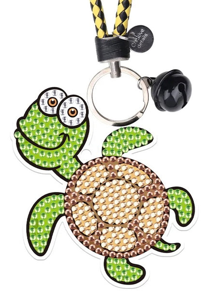 Diamond Painting Schlüsselanhänger Kit Schildkröte 5D Bastelset mit Schlüsselband und Glocke von fks-design
