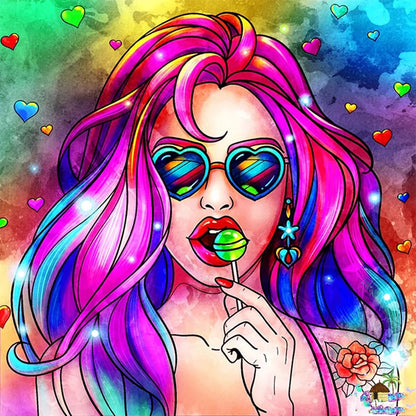 Diamond Painting Kit " Lollipop Girl "! 30 x 30 cm!