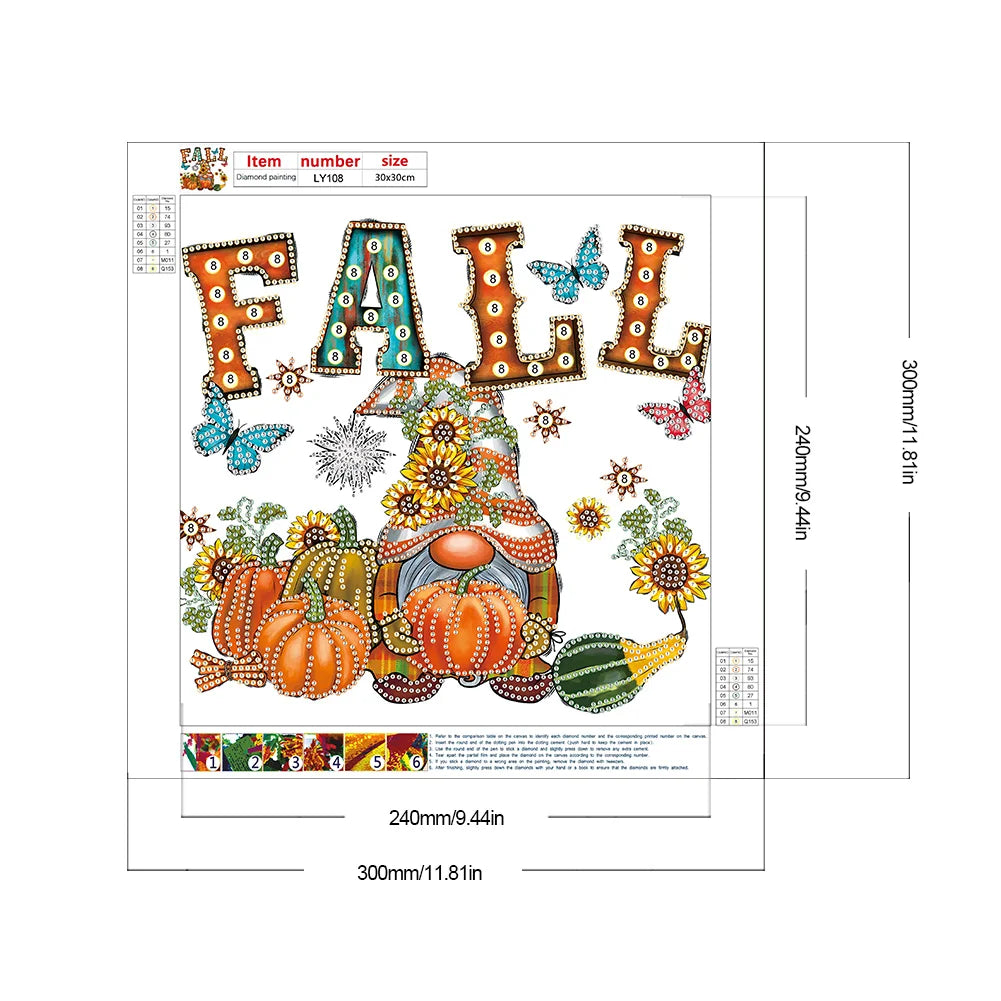 Diamond Painting Kit " Strass Herbstlicher Gnom "! 30 x 30 cm!