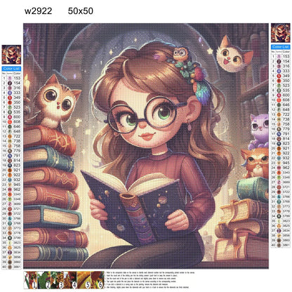 Diamond Painting Kit " Lesendes Mädchen "! 50 x 50 cm!