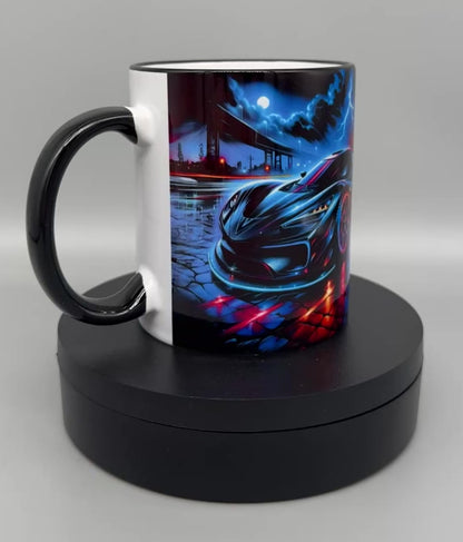 Tasse "Sportwagen" – Keramik mit schwarzem Henkel 300ml