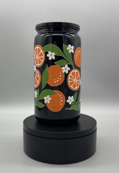 Trinkbecher „Orangen“ mit Deckel & Trinkhalm – 550 ml, UV-DTF Motiv