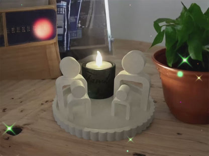 3D Druck Deko Set Family mit LED Teelichthalter - Elegant
