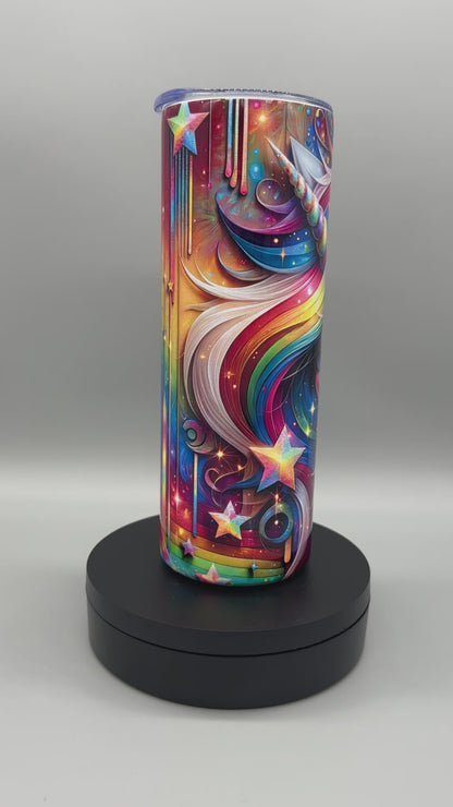 Edelstahl Tumbler „Rainbow Einhorn“ – 600 ml, doppelwandig isolierend