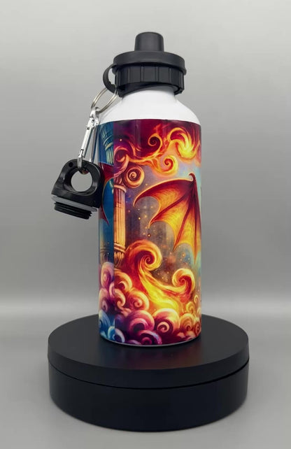 Alu Trinkflasche Drache - 600ml mit 2 Verschlüssen