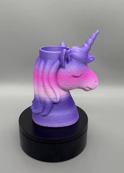 Stiftehalter "Einhorn" – 3D-Druck Silk-PLA Pastell Lila-Pink-Rosa