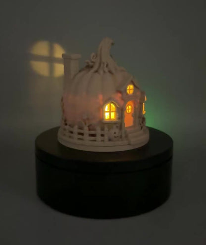 LED-Teelichthalter Kürbishaus aus 3D-Druck – Herbstdeko