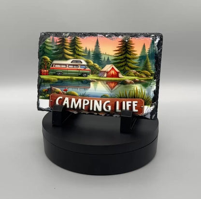 Schiefertafel auf Standfuß Camping Life - Dekoration