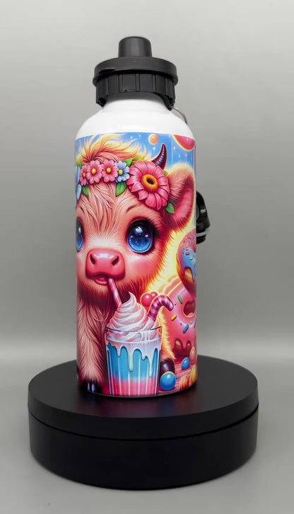 Alu Trinkflasche Süßes Kuhmädchen - 600ml mit 2 Verschlüssen