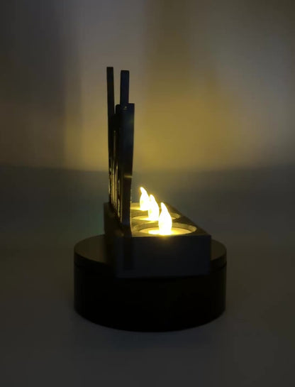 3D Druck LED Teelichthalter Happy New Year – Silvester Deko Schwarz