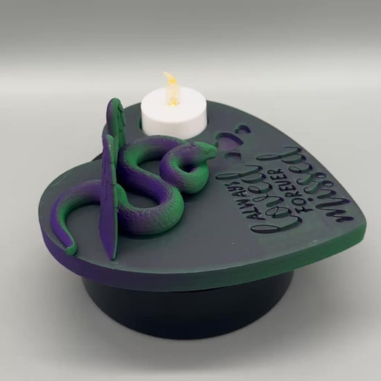 Erinnerungsstück Schlange aus PLA, ca. 14x15,5 cm, mit LED-Teelicht-Aussparung – von fks-design
