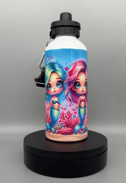 Alu Trinkflasche Meerjungfrauen Trio - 600ml mit 2 Verschlüssen