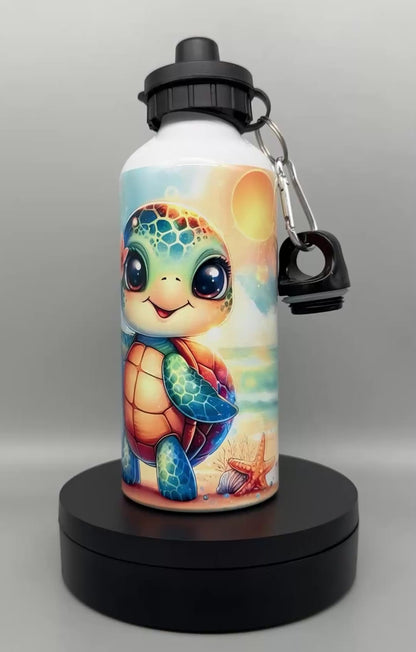 Alu Trinkflasche Surfer Schildkröte - 600ml mit 2 Verschlüssen