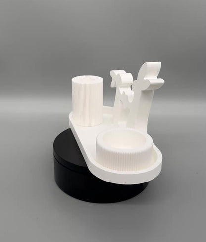 3D Druck Deko-Set „Hasenliebe“ – Tablett, Vase, LED-Teelichthalter & Hasenpaar Weiß