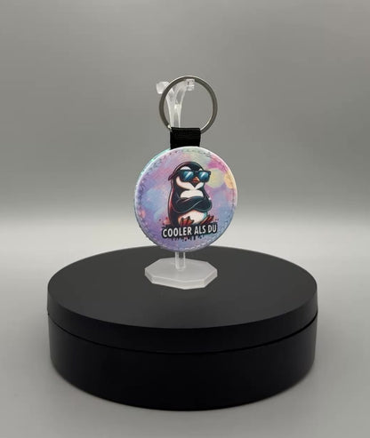 Schlüsselanhänger Pinguin Cooler Als Du – Textil sublimiert
