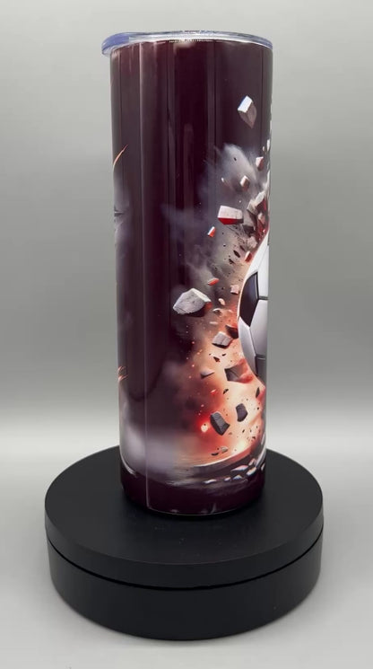!! B-Ware !! Edelstahl Tumbler „Fussball“ – 600 ml, doppelwandig isolierend