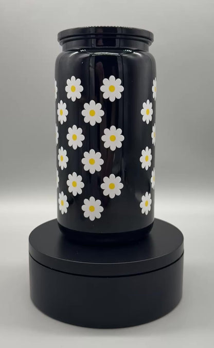 Trinkbecher „Gänseblümchen“ mit Deckel & Trinkhalm – 550 ml, UV-DTF Motiv