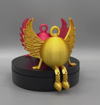 3D Druck Dekoration " Weihnachtskugel mit Flügel und beweglichen Beinen "