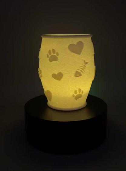LED Teelichthalter Herz Pfote Fischgräte – 3D Druck Tierliebhaber Deko