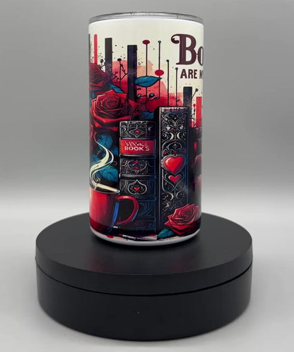Edelstahl Thermo-Trinkbecher „Books Are My Valentine“ mit Trinkhalm – 340 ml