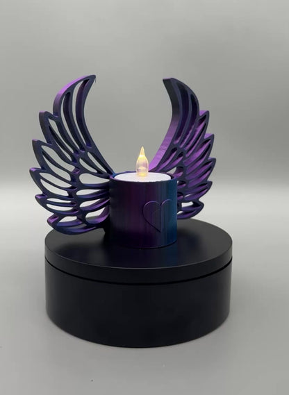 LED Teelichthalter Engelsflügel – 3D Druck Schwarz-Lila-Blau