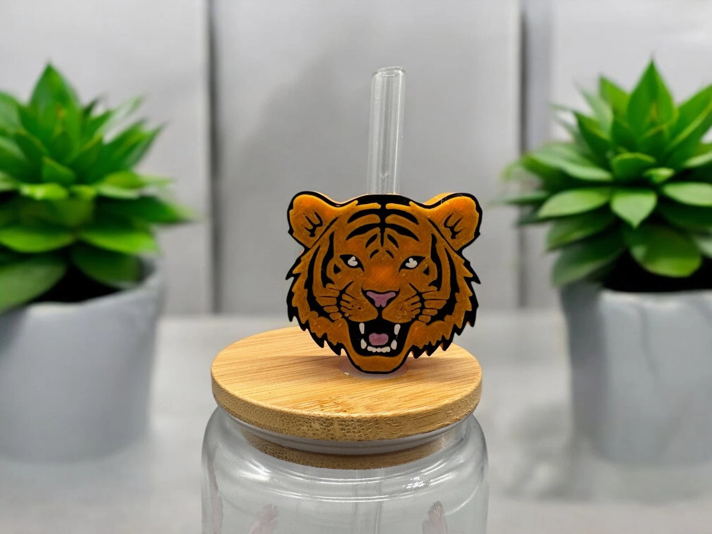 3D Druck Trinkhalm Topper Tiger - Strohhalm Deko PLA - fks-design
