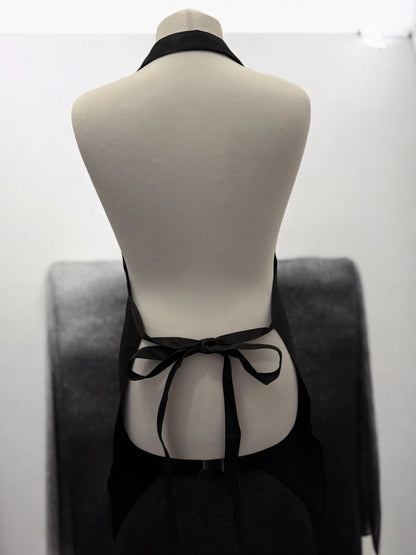 Unisex Grillschürze schwarz mit DTF-Druck Rückansicht von fks-design
